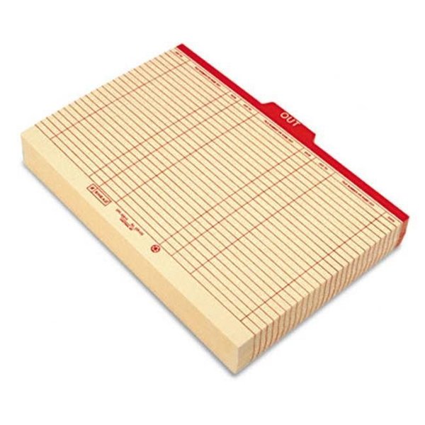 Made-To-Stick Charge-Out Record Guides  1/5 Red   OUT   Tab  Manila  Legal  100/Box MA41189